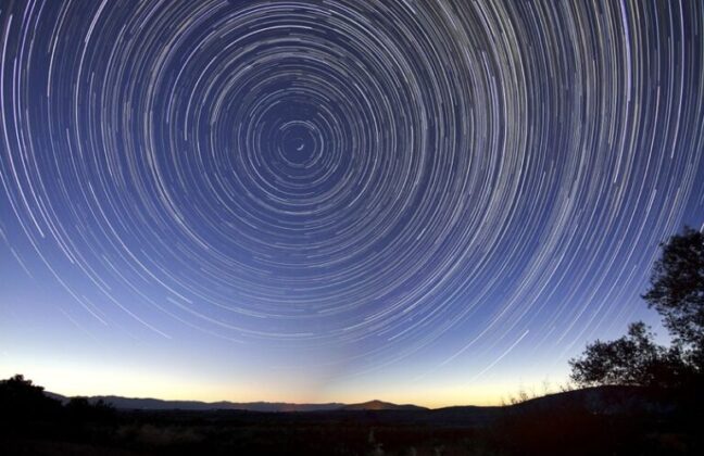 Long exposure shot of night sky and stars