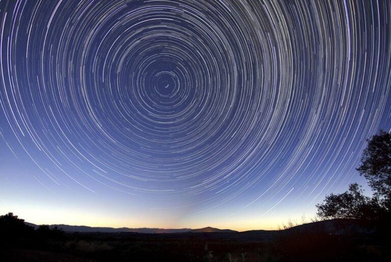 Long exposure shot of night sky and stars