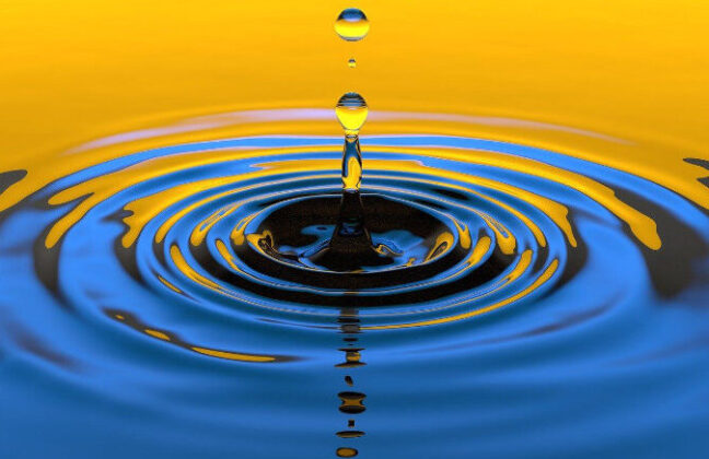 Close up of water droplet and ripple