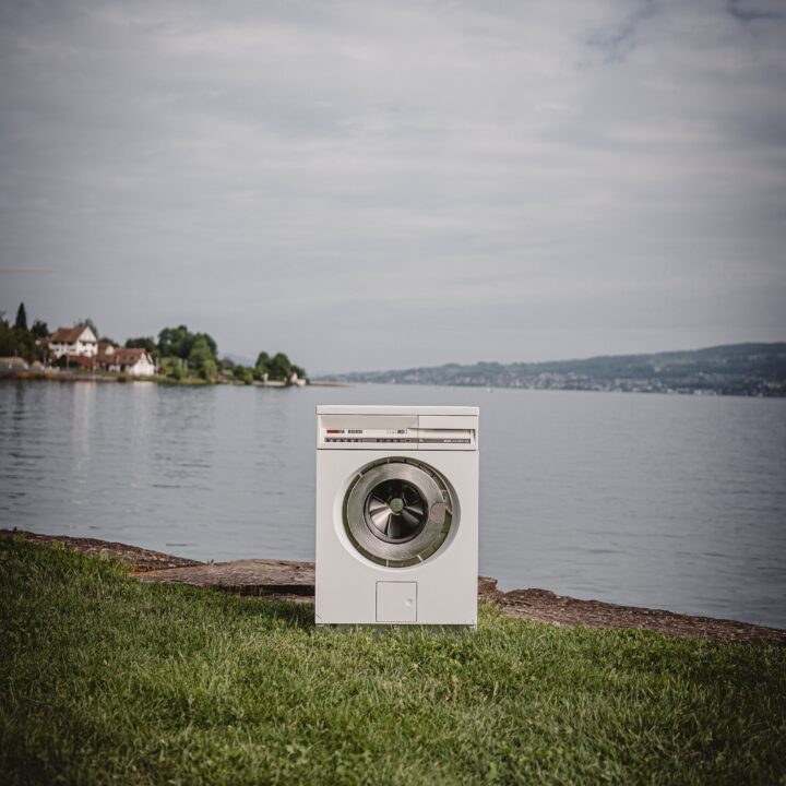 Washing machine near lake